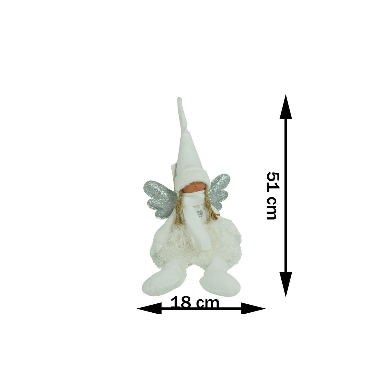 Ornament De Craciun Ingeras, Alb/, Textil, 51 Cm