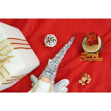 Ornament de Craciun ingeras, Flippy, alb/gri, textil, 53 cm - vivimall.ro