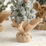 Decoratiune Craciun pentru Masa, Flippy, Ornament de Decor Model Brad de Craciun de Dimensiuni Mici cu Fulgi Albi, pentru Birou si Interior, din Plastic Calitativ 20 cm, Verde Alb - vivimall.ro