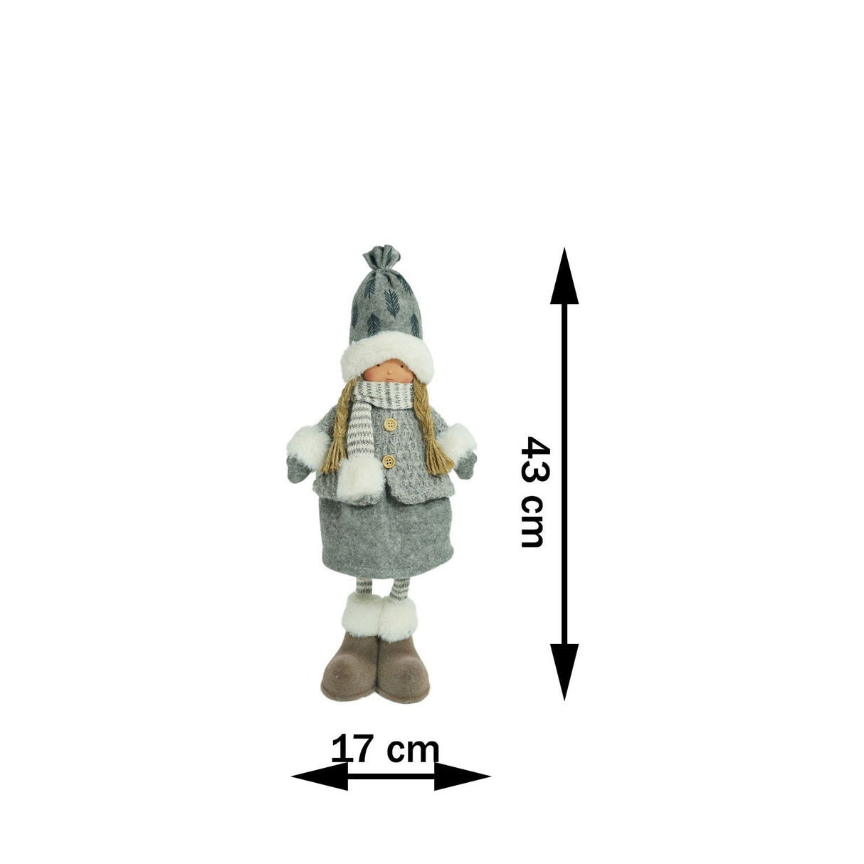 Ornament De Craciun Papusa, /Alb, Textil, 43 Cm