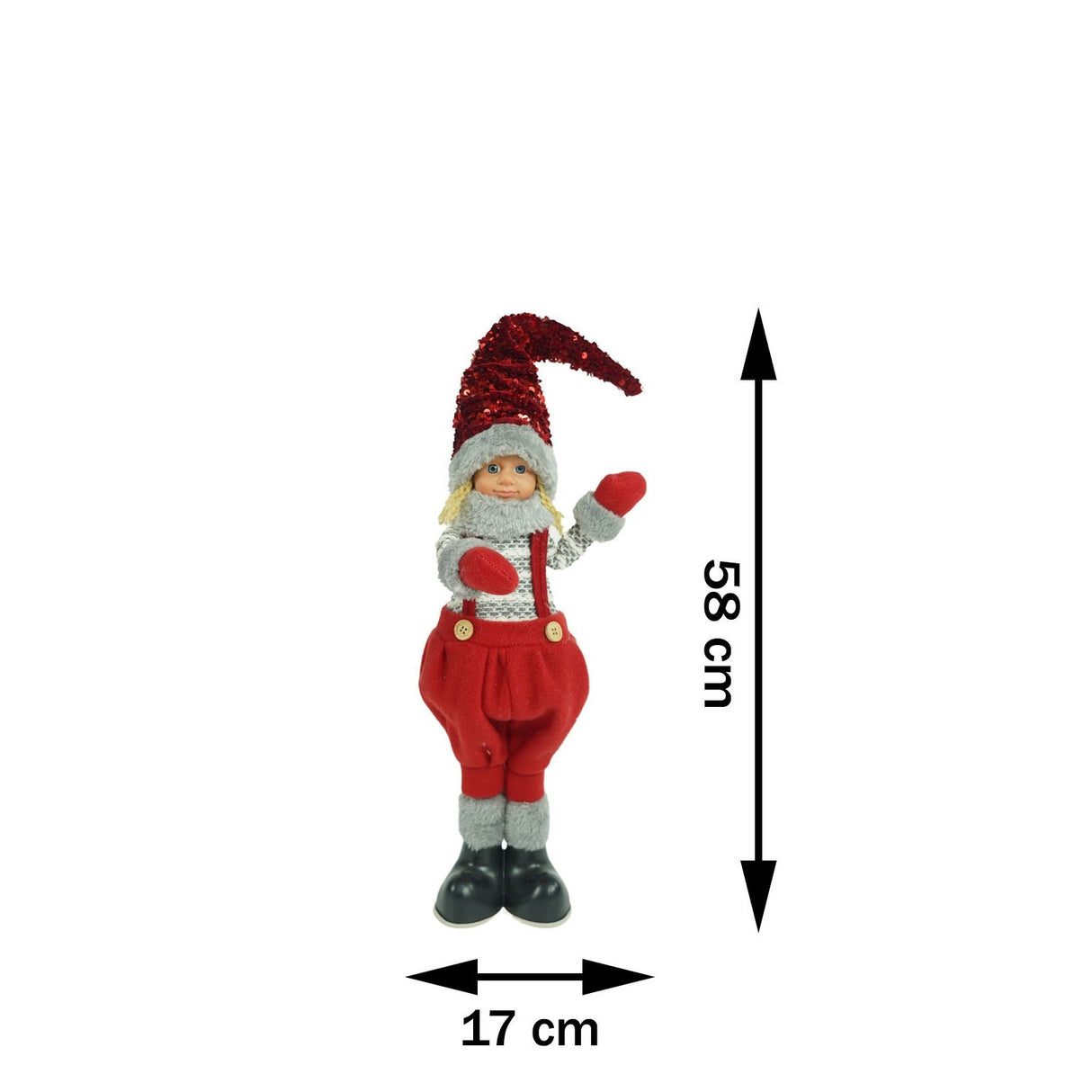 Ornament De Craciun Papusa, Rosu/, Textil, 58 Cm
