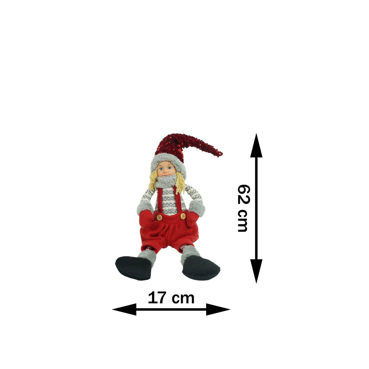 Ornament De Craciun Papusa, Rosu/, Textil, 62 Cm
