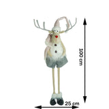 Ornament De Craciun Ren Cu Picioare Telescopice, /Alb, Textil, 100 Cm