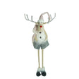 Ornament de Craciun ren cu picioare telescopice, Flippy, gri/alb, textil, 100 cm - vivimall.ro