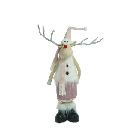 Ornament De Craciun Ren Cu Picioare Telescopice, Roz/, Textil, 72 Cm