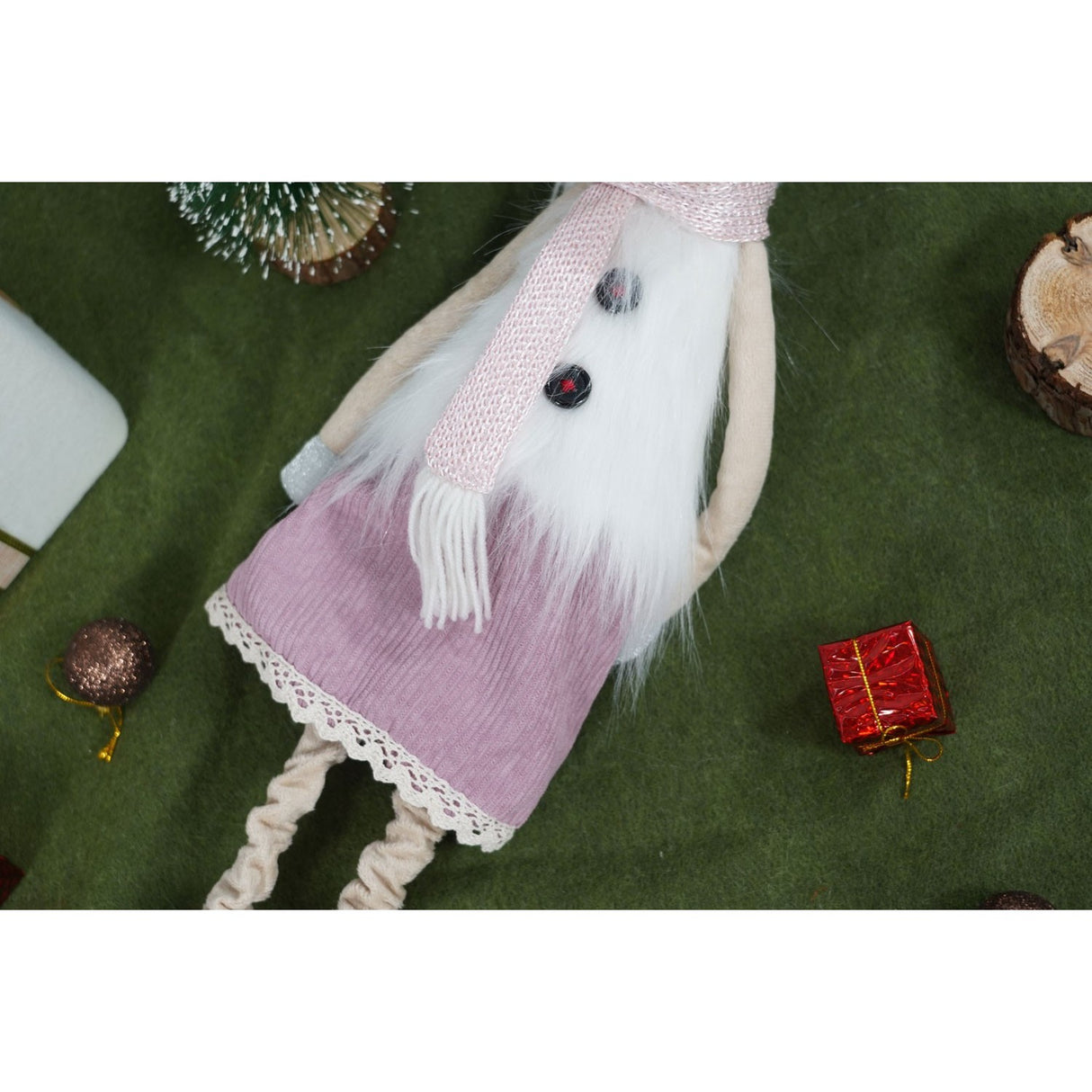 Ornament De Craciun Ren Cu Picioare Telescopice, Roz/, Textil, 72 Cm