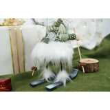 Ornament de Craciun ren pe schiuri model 2, Flippy, alb/verde, textil, 33 cm - vivimall.ro