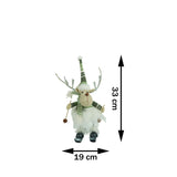Ornament de Craciun ren pe schiuri model 2, Flippy, alb/verde, textil, 33 cm - vivimall.ro