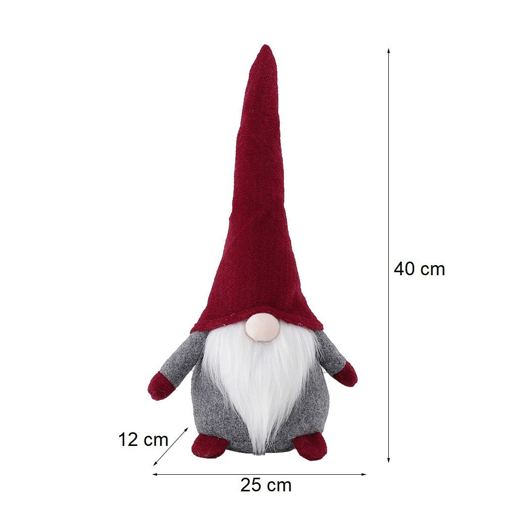 Ornament De Craciun Spiridus, Caciula Rosie, Material Textil, 40 Cm - vivimall.ro