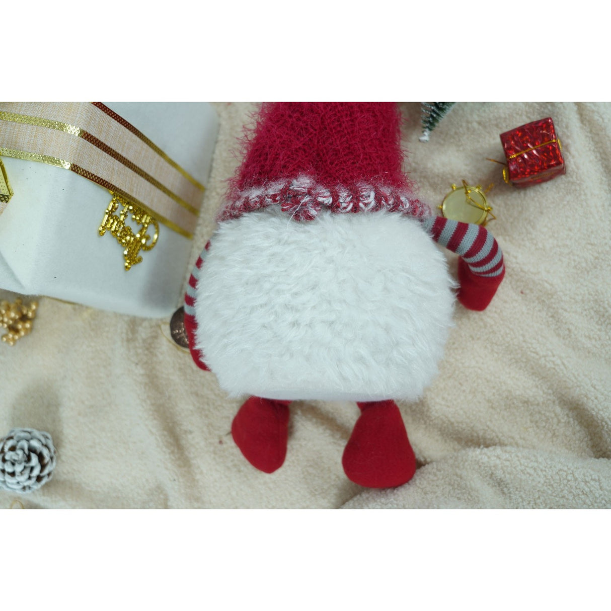 Ornament De Craciun Spiridus, /Alb, Textil, 58 Cm
