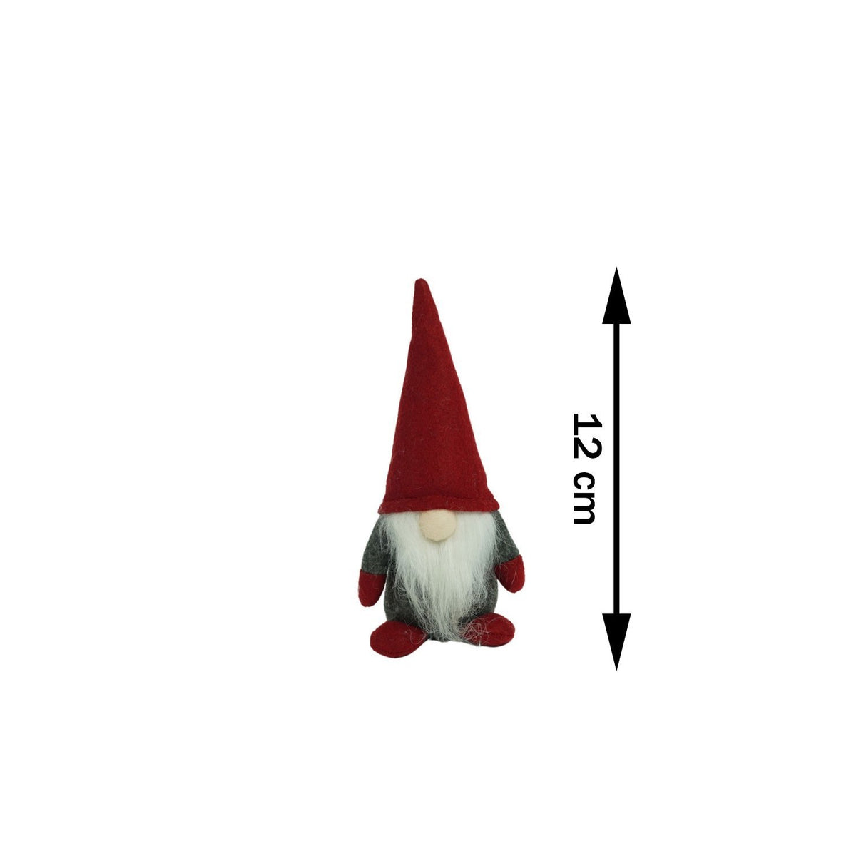 Ornament de Craciun spiridus, Flippy, gri/rosu, textil, 12 cm - vivimall.ro