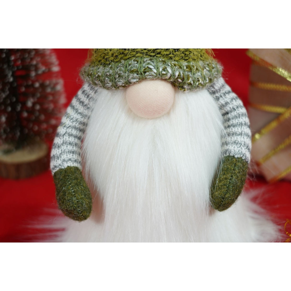 Ornament de Craciun spiridus, Flippy, verde/alb, textil, 53 cm - vivimall.ro