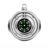 Fidget spinner busolă Flippy din aliaj zinc, model silver, vedere frontală, dimensiuni 48x42x12 mm