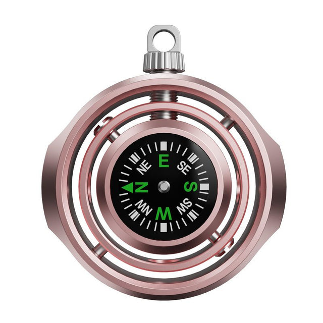Fidget Spinner Busolă Palm Flippy din aliaj zinc, finisaj Rose Gold, model breloc-pandantiv, 48x42x12 mm, vedere frontală