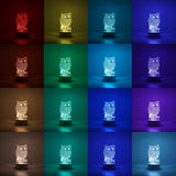 Lampa LED decorativa, Vivimall, 3D, Bufnita, cu USB si baterii, 20 cm inaltime, din material acril, lumina multicolora si telecomanda inclusa, alb - vivimall.ro