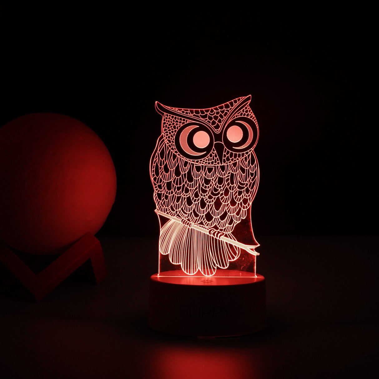 Lampa Led Decorativa, 3D, Bufnita, Cu Usb Si Baterii, 20 Cm Inaltime, Din Material Acril, Lumina A Si Telecomanda Inclusa, Alb - vivimall.ro