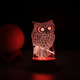 Lampa Led Decorativa, 3D, Bufnita, Cu Usb Si Baterii, 20 Cm Inaltime, Din Material Acril, Lumina A Si Telecomanda Inclusa, Alb - vivimall.ro
