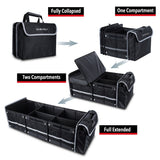 Organizator Auto pentru Portbagaj, Flippy, Model Pliabil, din Panza, cu Geanta Termoizolanta Detasabila, 3 Compartimente, Curele Ajustabile, 90 x 35 x 30 cm, Negru - vivimall.ro