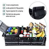 Organizator Auto pentru Portbagaj, Flippy, Model Pliabil, din Panza, cu Geanta Termoizolanta Detasabila, 3 Compartimente, Curele Ajustabile, 90 x 35 x 30 cm, Negru - vivimall.ro