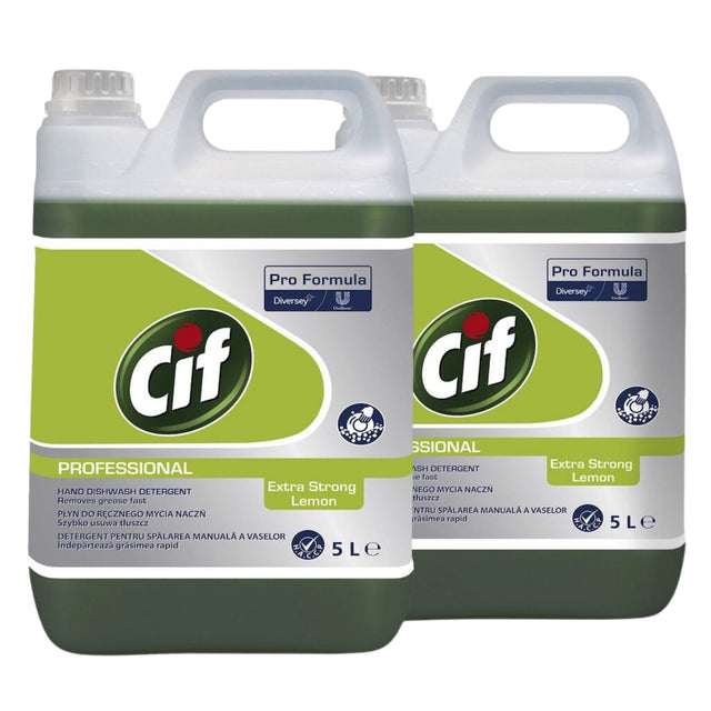Pachet CIF Professional Dishwasher Extra Strong Lemon – Detergent pentru Spalarea Manuala a Vaselor, cu Lamaie, 2×5 L - vivimall.ro