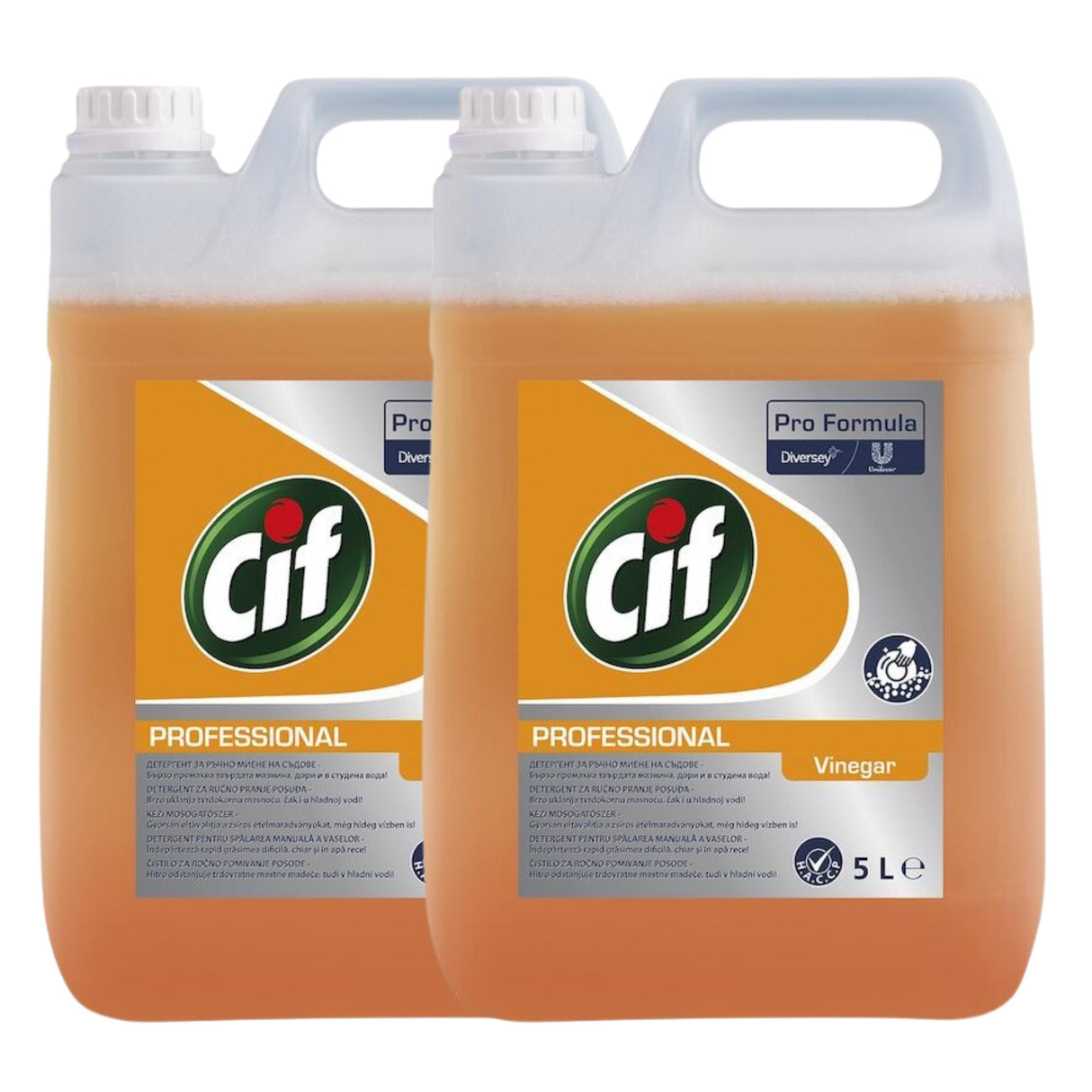 Pachet CIF Professional Heavy Duty Vinegar – Detergent Universal pentru Spalarea Manuala a  Vaselor cu Otet 2×5 L - vivimall.ro