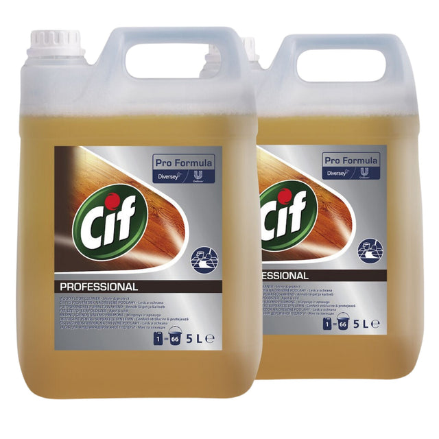 Pachet CIF Professional Wood Floor Cleaner – Detergent pentru Pardoseli din Lemn 2×5 L - vivimall.ro