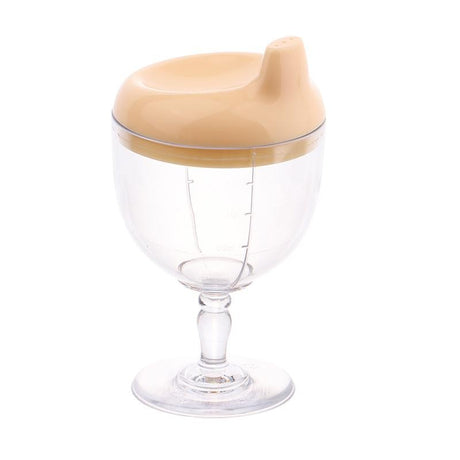 Pahar Din Plastic Transparent Cu Picior, Pentru Copii, 14 X 7.7 Cm, Cu Cioc Antiscurgere, + 3 Ani, Fara Maner, Alb - vivimall.ro