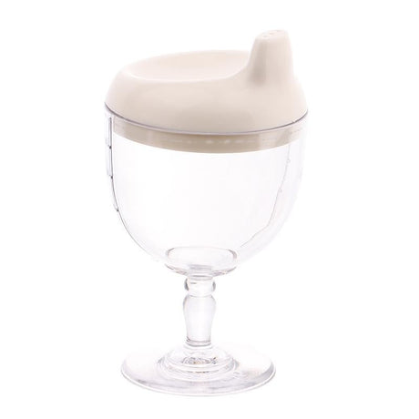 Pahar Din Plastic Transparent Cu Picior, Pentru Copii, 14 X 7.7 Cm, Cu Cioc Antiscurgere, + 3 Ani, Fara Maner, Alb - vivimall.ro
