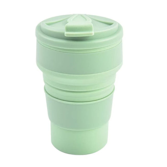 Pahar pliabil din silicon Vivimall, pentru calatorii, camping, 500 ml, verde - vivimall.ro