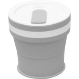 Pahar pliabil din silicon Vivimall, prentru calatorii, 350 ml, pai inclus, 9 x 9.2 cm, gri - vivimall.ro