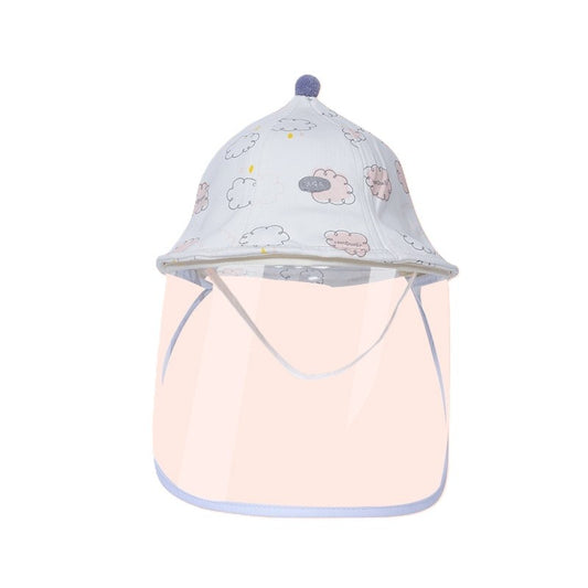 Palarie de Protectie pentru Bebelusi, Flippy, Model cu Norisori Roz, Pescareasca, de Primavara si Toamna, cu Masca si Fermoar, 45 cm, pentru 3-6 Luni, Roz