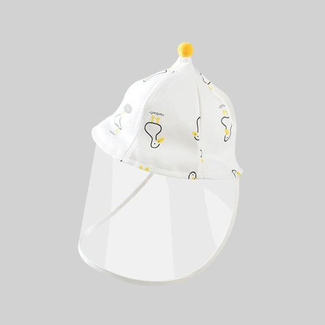 Palarie de Protectie pentru Bebelusi, Flippy, Model Ratuste, Pescareasca, de Primavara si Toamna, cu Masca si Fermoar, 45 cm, pentru 3-6 Luni, Alb