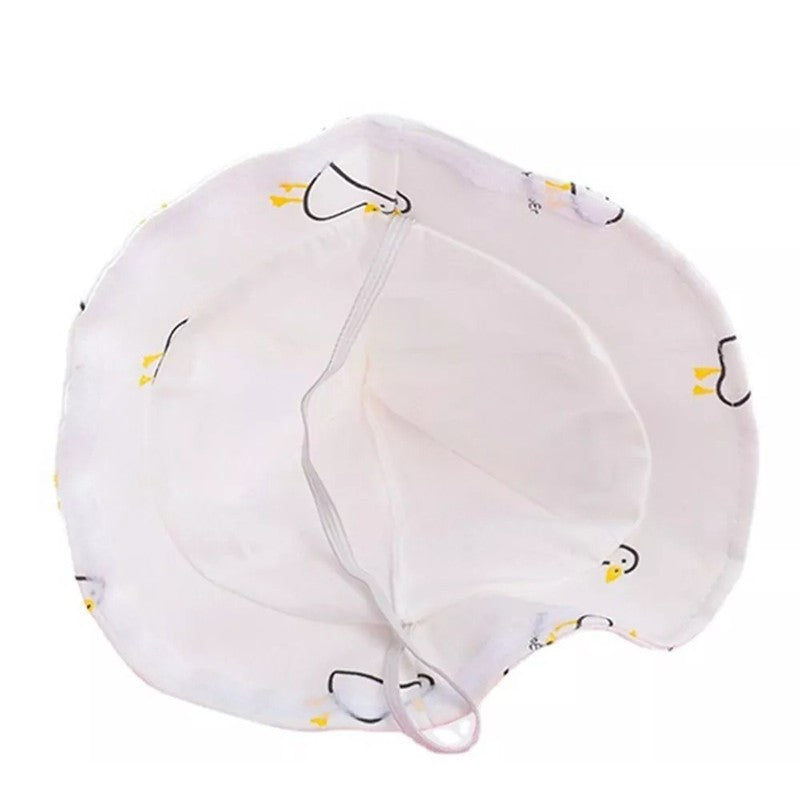 Palarie de Protectie pentru Bebelusi, Flippy, Model Ratuste, Pescareasca, de Primavara si Toamna, cu Masca si Fermoar, 45 cm, pentru 3-6 Luni, Alb