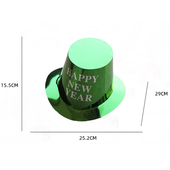 Palarie Happy New Year pentru Revelion, Flippy, Palarie Festiva de Anul Nou, Palarie Magica din Hartie, 29 x 25 x 15.5 cm, Colorata Sclipitor Verde - vivimall.ro
