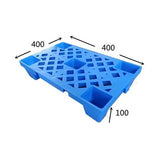 Palet transport Flippy albastru din plastic durabil, vedere laterală, înălțime 10 cm