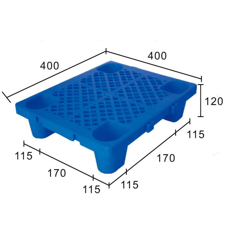 Palet de Transport, Flippy, 40 x 40 x 12 cm, din Plastic durabil, Palet pentru Stivuitor in Depozit, Rezistent la Umiditate, Grila Ingrosata, 5 Picioare, Albastru- - vivimall.ro