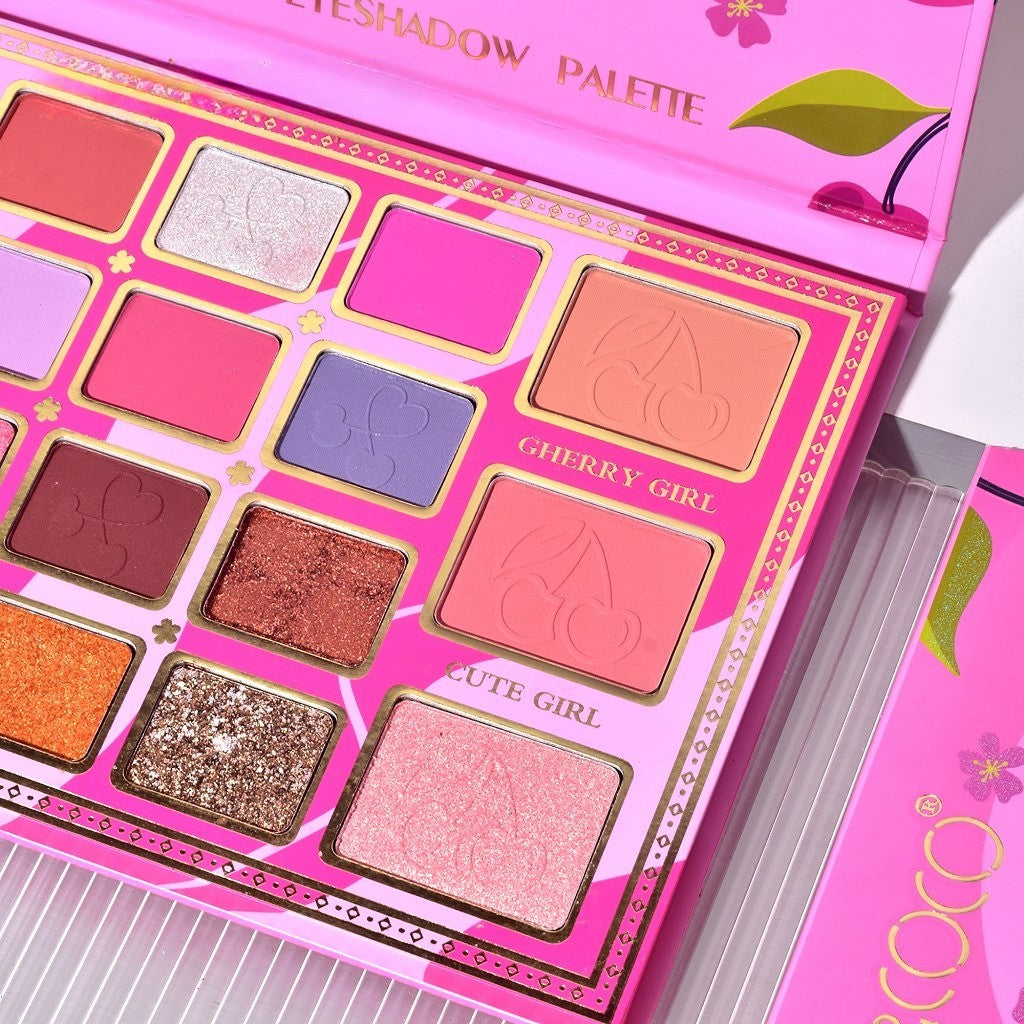 Paleta De Machiaj, Kevin & Coco, Cherry Blossom. Fard De Pleoape, 19 Culori, 19.2 X 12.8 X 1.4 Cm - vivimall.ro
