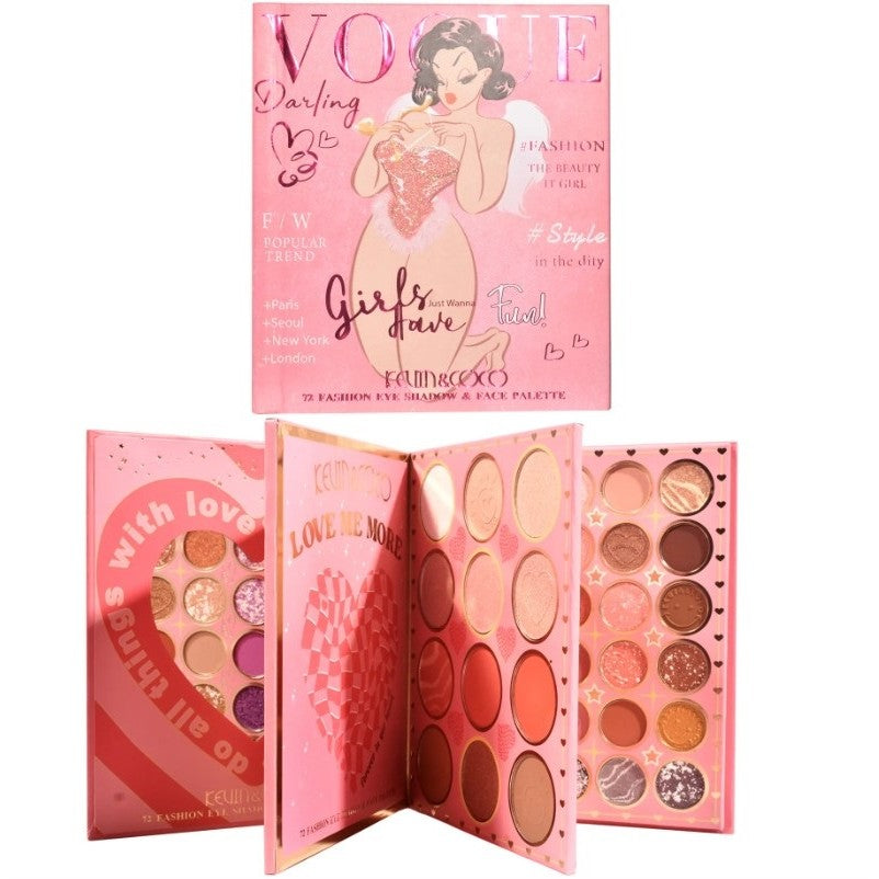 Paleta De Farduri Kevin&Coco, 72 Culori, Stil Carte, 3 Straturi, Pudra Compacta, Clasic, Fara Sulfati, 90 G