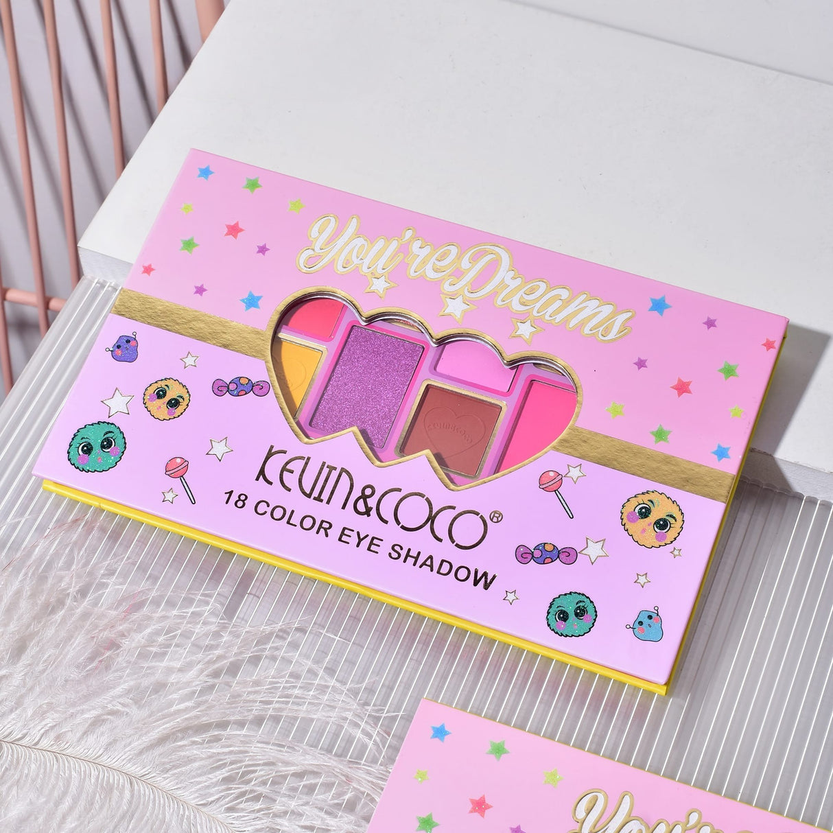 Palete de Machiaj, KEVIN & COCO, Candy Star. Fard de Pleoape, 18 culori, 19.3 x 12 x 1.4 cm - vivimall.ro