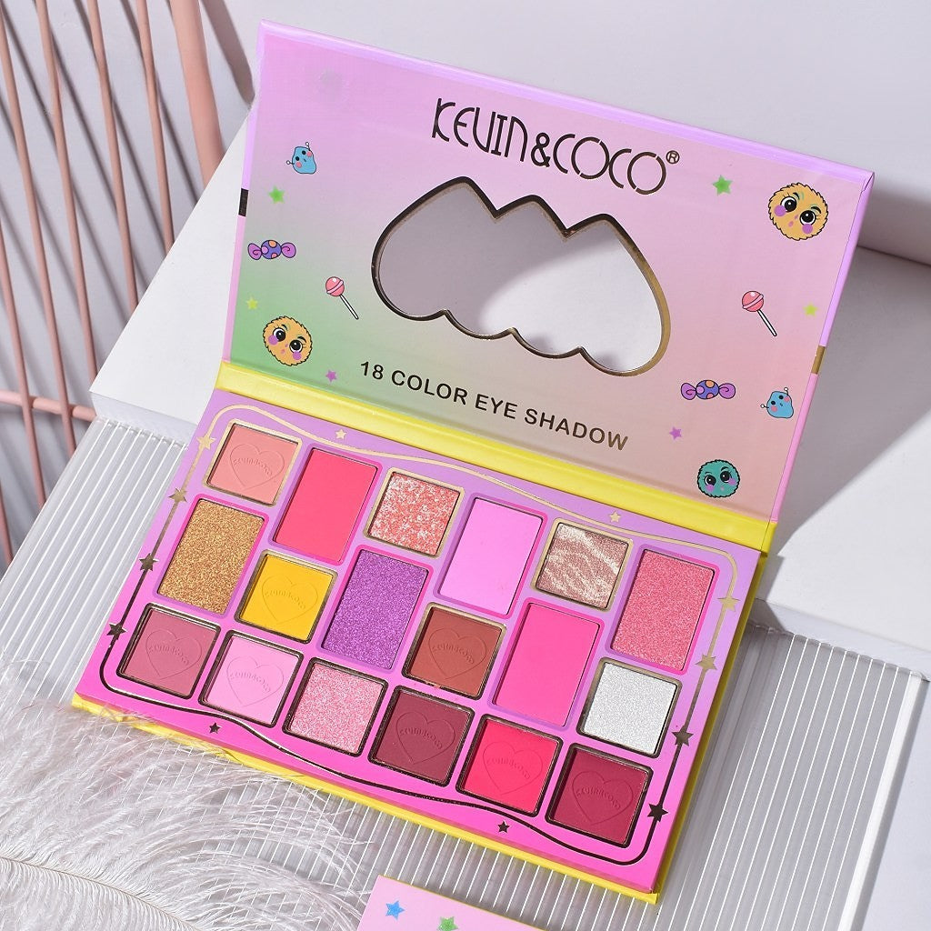 Palete de Machiaj, KEVIN & COCO, Candy Star. Fard de Pleoape, 18 culori, 19.3 x 12 x 1.4 cm - vivimall.ro