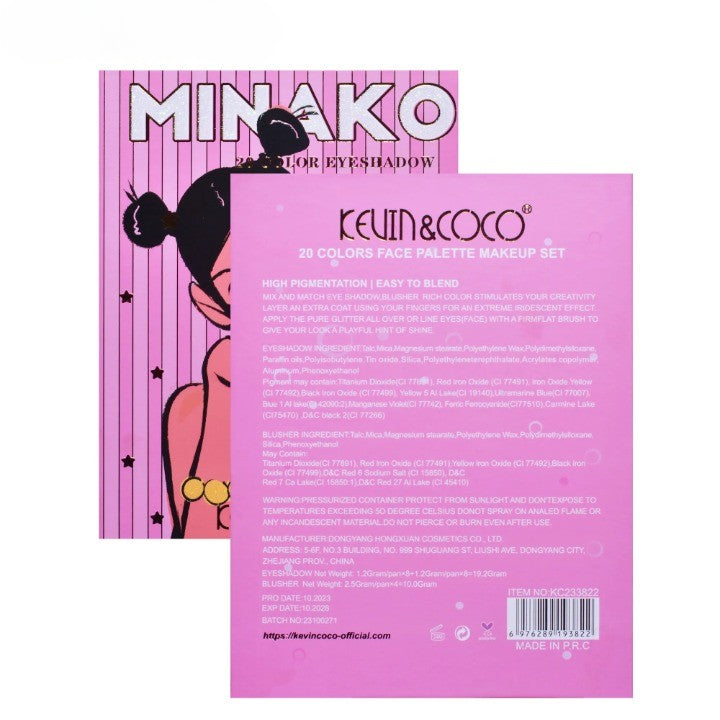 Paleta de Machiaj, KEVIN&COCO, 20 Culori Pink Girl, Fard de Pleoape si Blush, Roz - vivimall.ro