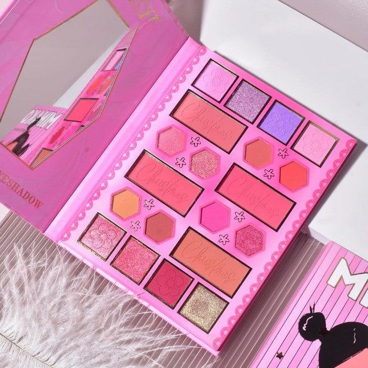 Paleta de Machiaj, KEVIN&COCO, 20 Culori Pink Girl, Fard de Pleoape si Blush, Roz - vivimall.ro
