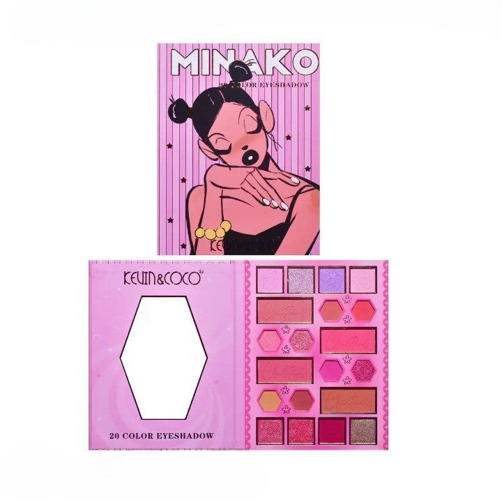 Paleta de Machiaj, KEVIN&COCO, 20 Culori Pink Girl, Fard de Pleoape si Blush, Roz - vivimall.ro