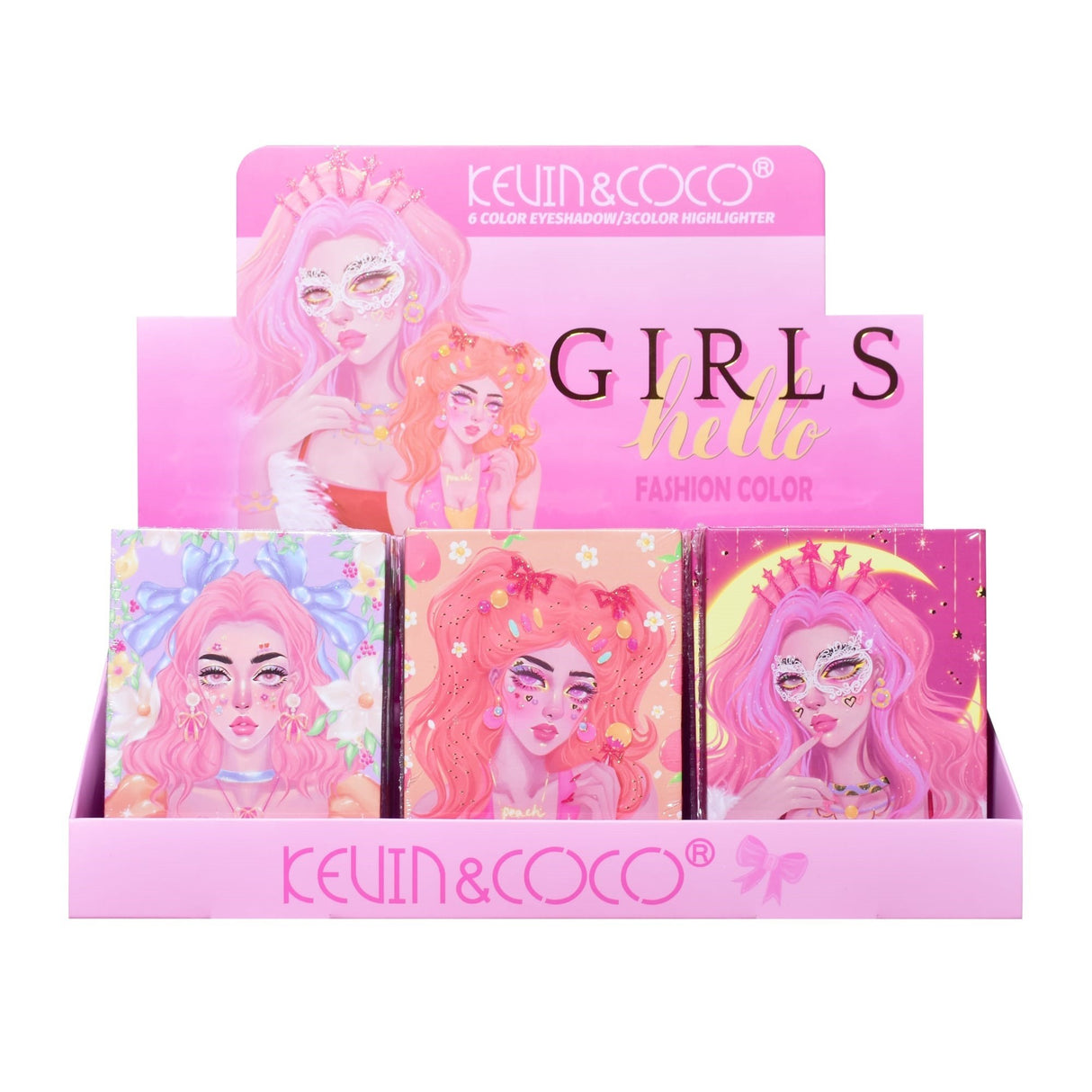 Paleta De Machiaj, Kevin & Coco, Pink Barbie Girl, Fard De Pleoape, 6 Culori, 11.3 X 8.2 X 1.3 Cm, Model Quin - vivimall.ro