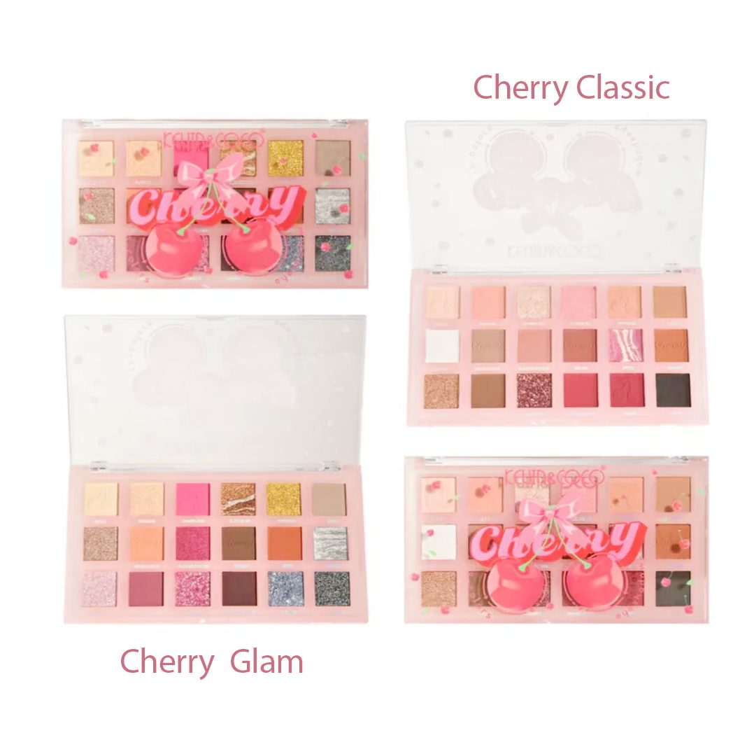 Paleta Farduri de Pleoape, Kevin&Coco, Paleta pentru Machiaj, 18 Nuante, Model Cherry Glam, Mate si Sidefate, 9.9x1.7x17.7 cm, Multicolor - vivimall.ro