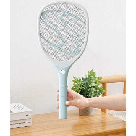 Paleta Electrica Pentru Tantari, Muste Sau Insecte Led, Reincarcabila, Incarcare Usb, Plastic, Casa Si Gradina, Anti-Insecte, Alb-Albastru - vivimall.ro