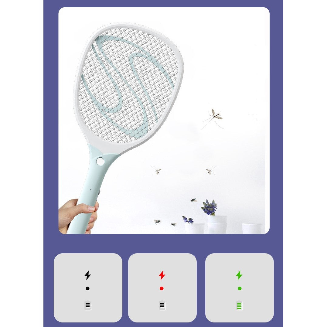 Paleta Electrica Pentru Tantari, Muste Sau Insecte Led, Reincarcabila, Incarcare Usb, Plastic, Casa Si Gradina, Anti-Insecte, Alb-Albastru - vivimall.ro
