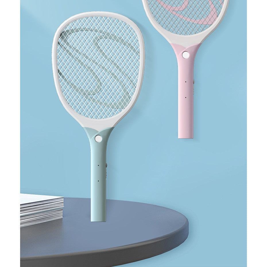 Paleta Electrica Pentru Tantari, Muste Sau Insecte Led, Reincarcabila, Incarcare Usb, Plastic, Casa Si Gradina, Anti-Insecte, Alb-Albastru - vivimall.ro