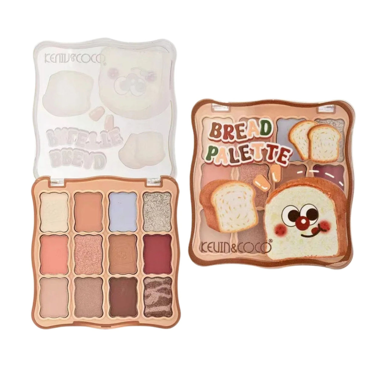 Paleta Farduri de Ochi,  Kevin&Coco, Fard de Pleoape, 12 Nuante, Finisaj Mat, Shimmer, Textura Catifelata, Pigmentare Intensa, pentru Toate Tipurile de Ten, 82.7 g, 9.3 x 1.7 x 9.4 cm, Soft Nude - vivimall.ro