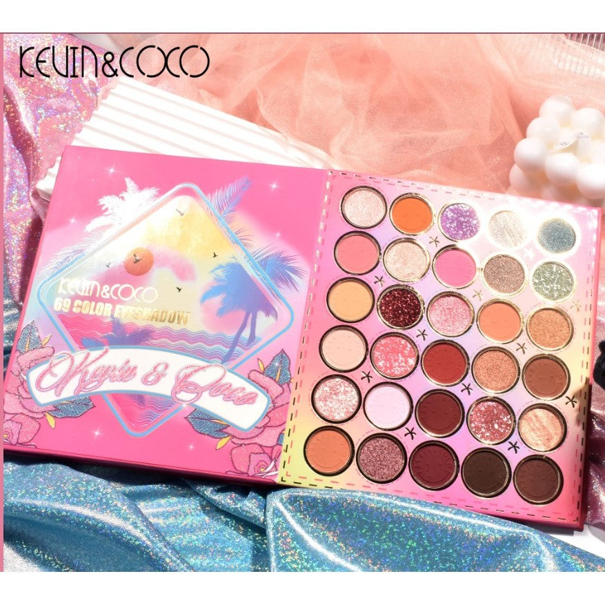 Paleta farduri Kevin&Coco, 69 nuante, blush, iluminator, conturing, deschidere tip carte, 18.6 x 16.5 cm, 97 g, multicolor, model 2 - vivimall.ro